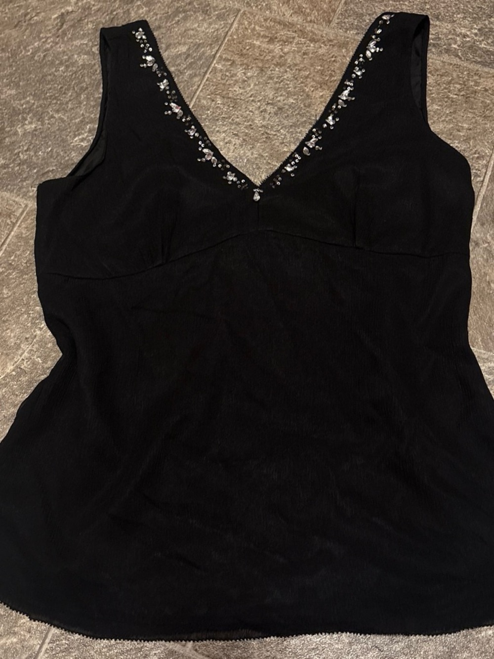 Mossimo Supply Co. Black V-Neck Tank with Rhinestone Trim
